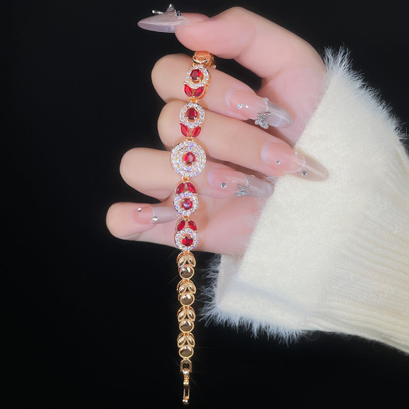 Chinese Colorful Bracelet for Women Fashionable Light Luxury High-end Zircon Jewelry Elegant Design Accessories