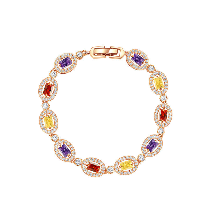 Chinese Colorful Bracelet for Women Fashionable Light Luxury High-end Zircon Jewelry Elegant Design Accessories