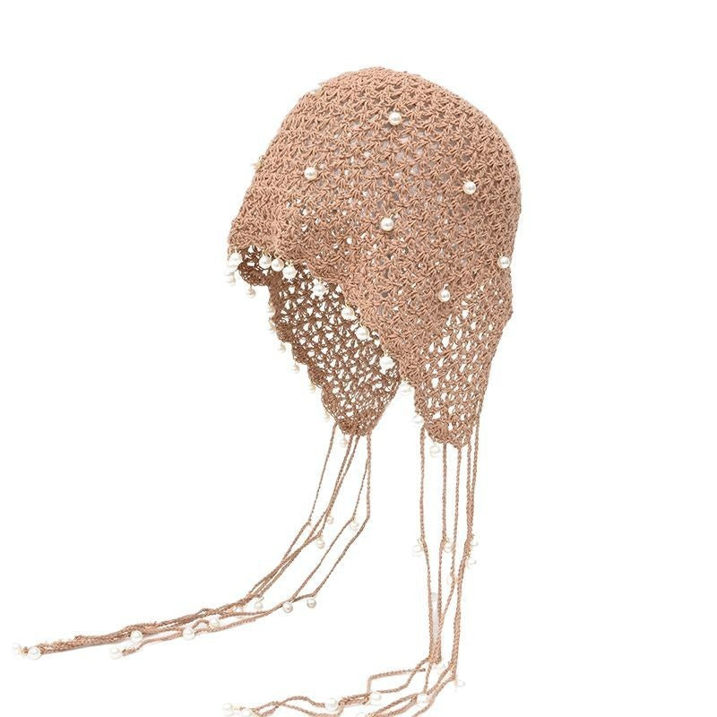 Hollow Knitted Hat Crochet Sweet Artistic Retro Wool Hat Slouchy Hat