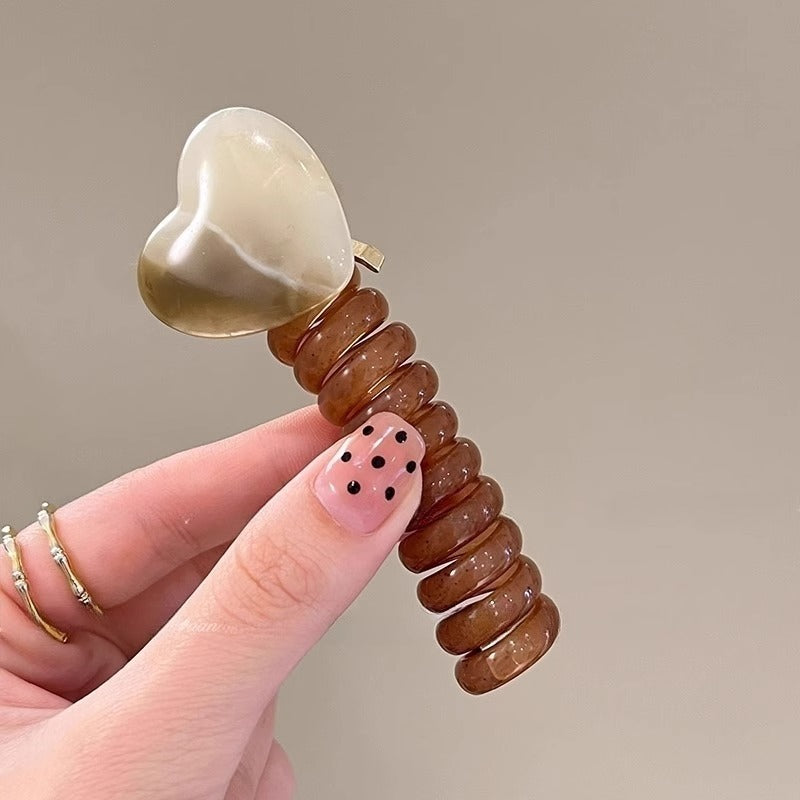 New Sweet Butterfly Rose Beaded Telephone Wire Hair Tie Ponytail Bubble Braid Magic Braiding Rope Hair Accessory