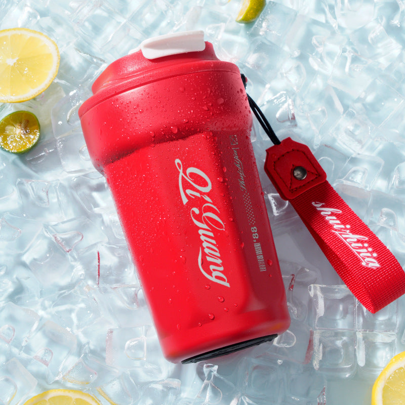 New 316 Coffee Cup Lily of the Valley Insulated Cup Student High-Value Travel Cup Car Dual Drinking Straw Water Cup