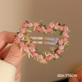 Chinese Embroidery High-end Pink Flower Hair Clip for Women 2025 New Sweet Heart BB Clip Forehead Side Bangs Hairpin Hair Accessory