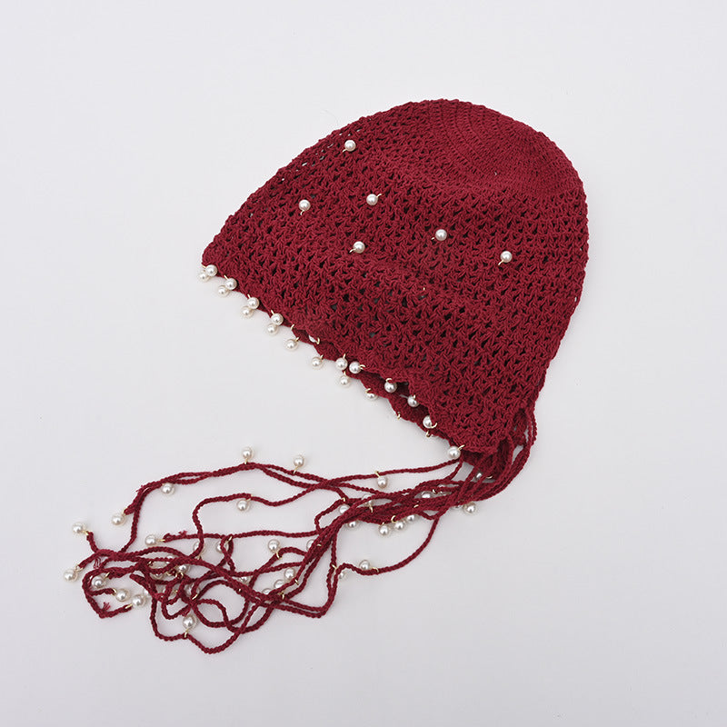 Hollow Knitted Hat Crochet Sweet Artistic Retro Wool Hat Slouchy Hat