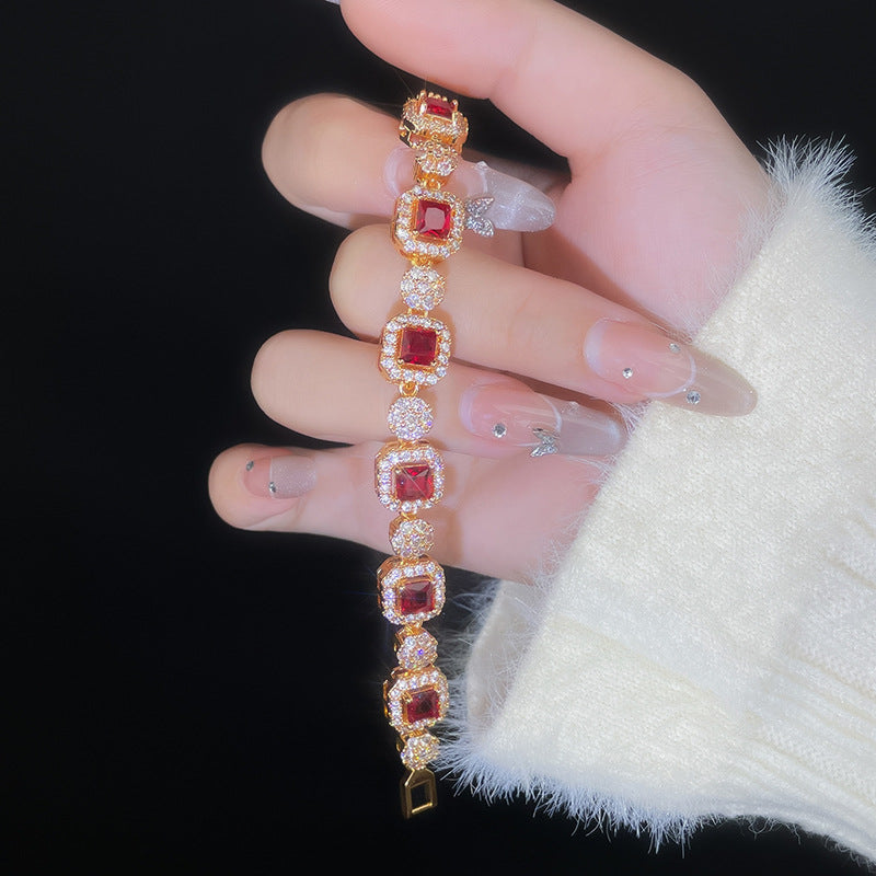 Chinese Colorful Bracelet for Women Fashionable Light Luxury High-end Zircon Jewelry Elegant Design Accessories