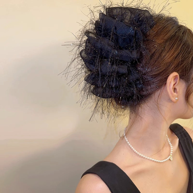 New Chinese Style Retro Tassel Cloud Mesh Hair Claw Elegant Fashion Shark Clip Travel Hairpin