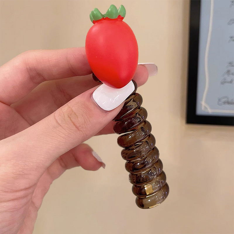 New Sweet Butterfly Rose Beaded Telephone Wire Hair Tie Ponytail Bubble Braid Magic Braiding Rope Hair Accessory