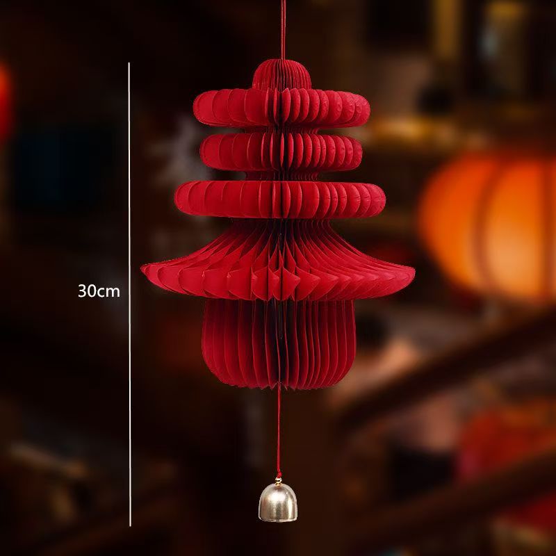 New Year 3D Spring Character Honeycomb Lantern Hanging Decoration Gourd Honeycomb Ball Ornament Door Wall Hanging Spring Festival New Year Arrangement