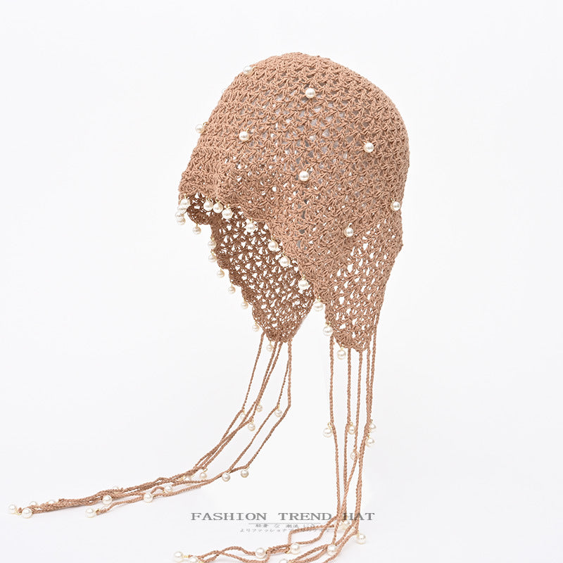 Hollow Knitted Hat Crochet Sweet Artistic Retro Wool Hat Slouchy Hat