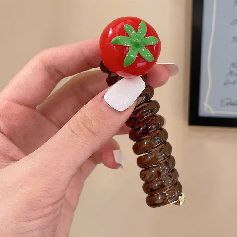 New Sweet Butterfly Rose Beaded Telephone Wire Hair Tie Ponytail Bubble Braid Magic Braiding Rope Hair Accessory