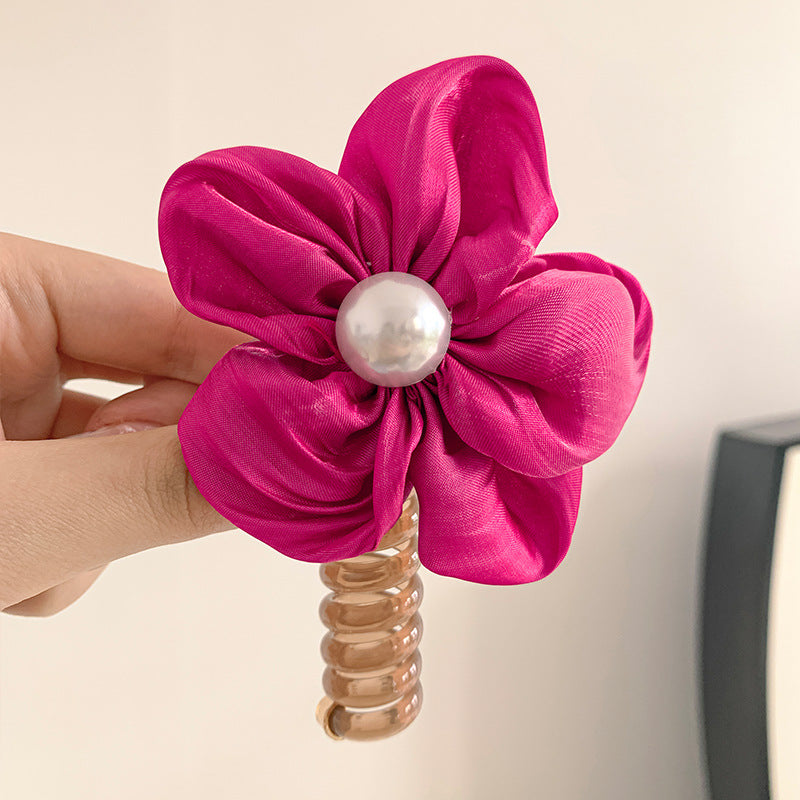 New Sweet Butterfly Rose Beaded Telephone Wire Hair Tie Ponytail Bubble Braid Magic Braiding Rope Hair Accessory