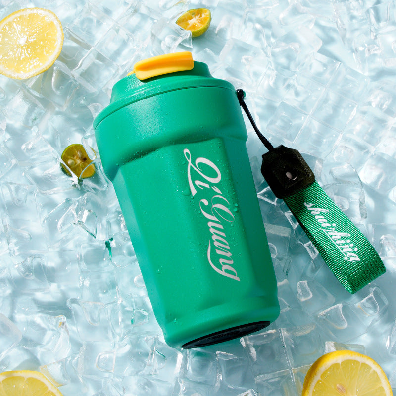 New 316 Coffee Cup Lily of the Valley Insulated Cup Student High-Value Travel Cup Car Dual Drinking Straw Water Cup