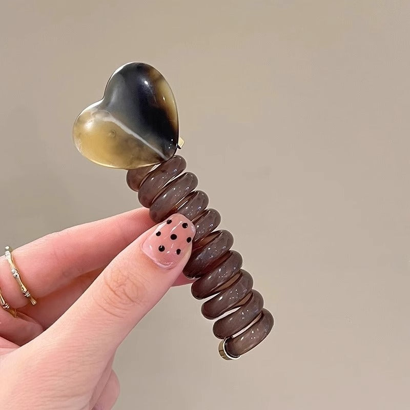 New Sweet Butterfly Rose Beaded Telephone Wire Hair Tie Ponytail Bubble Braid Magic Braiding Rope Hair Accessory