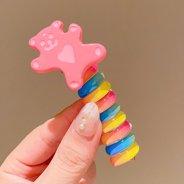 New Sweet Butterfly Rose Beaded Telephone Wire Hair Tie Ponytail Bubble Braid Magic Braiding Rope Hair Accessory