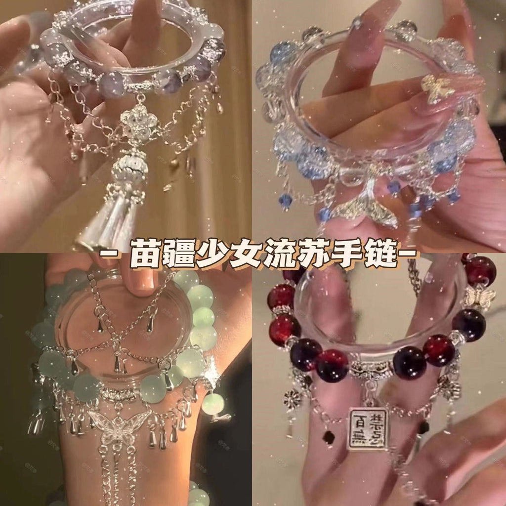 "Western Saintess" Miao Ethnic Bell Tassel Bracelet Multi-layer Chinese Style Hanfu Accessory Chinese Style Women