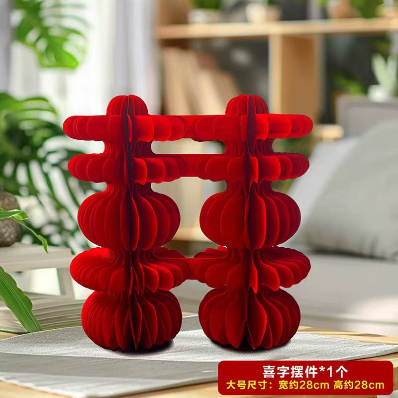 New Year 3D Spring Character Honeycomb Lantern Hanging Decoration Gourd Honeycomb Ball Ornament Door Wall Hanging Spring Festival New Year Arrangement