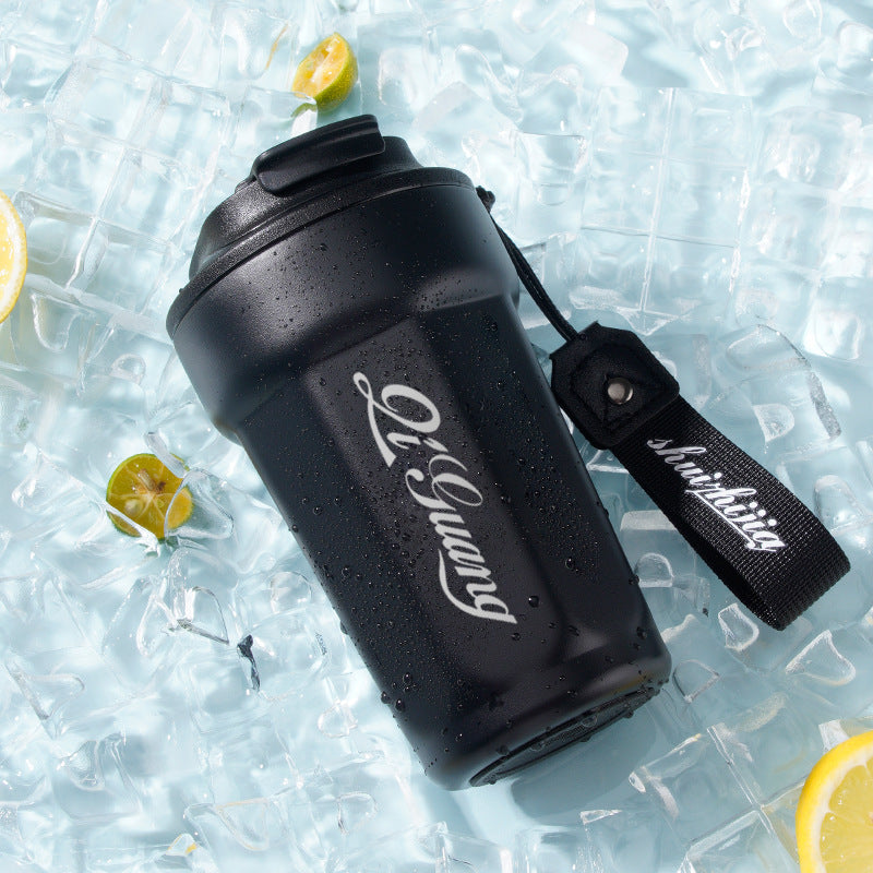 New 316 Coffee Cup Lily of the Valley Insulated Cup Student High-Value Travel Cup Car Dual Drinking Straw Water Cup