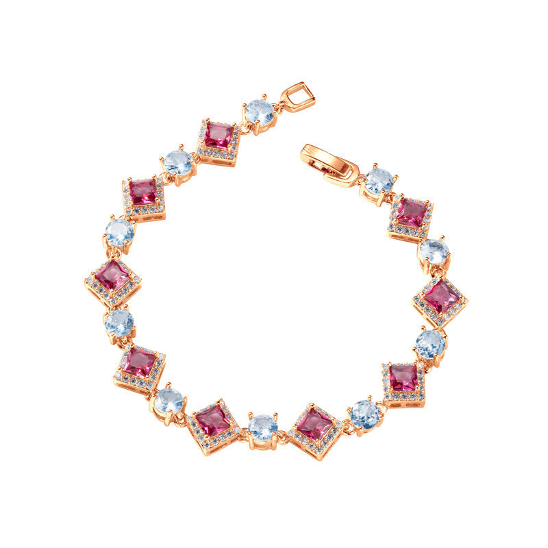 Chinese Colorful Bracelet for Women Fashionable Light Luxury High-end Zircon Jewelry Elegant Design Accessories