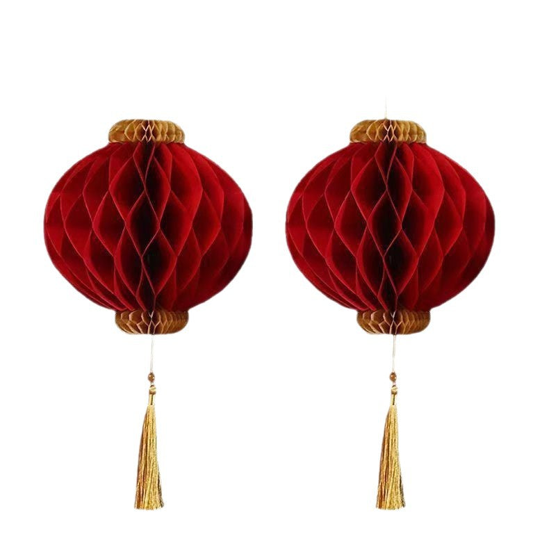 New Year 3D Spring Character Honeycomb Lantern Hanging Decoration Gourd Honeycomb Ball Ornament Door Wall Hanging Spring Festival New Year Arrangement