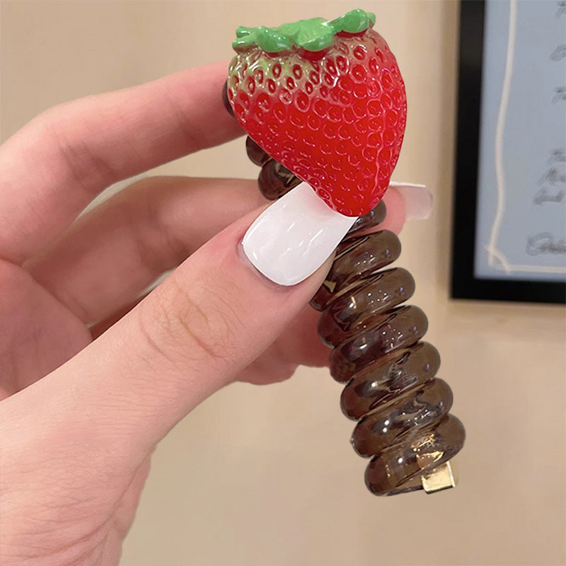 New Sweet Butterfly Rose Beaded Telephone Wire Hair Tie Ponytail Bubble Braid Magic Braiding Rope Hair Accessory