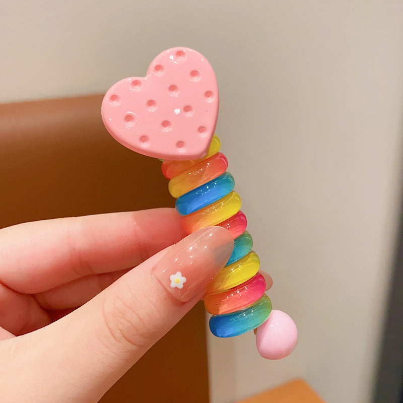 New Sweet Butterfly Rose Beaded Telephone Wire Hair Tie Ponytail Bubble Braid Magic Braiding Rope Hair Accessory