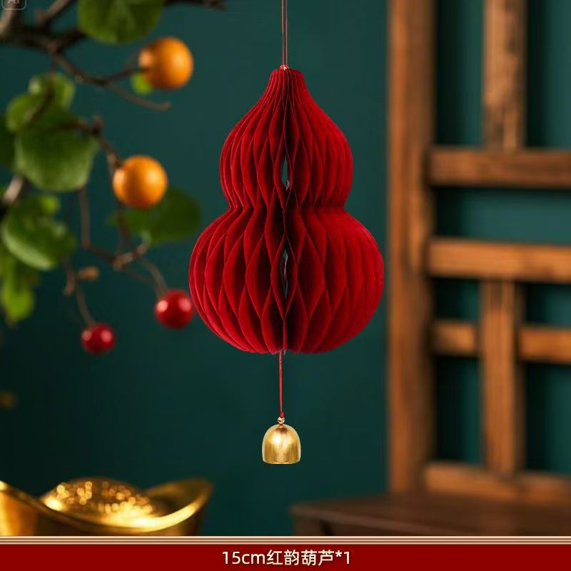 New Year 3D Spring Character Honeycomb Lantern Hanging Decoration Gourd Honeycomb Ball Ornament Door Wall Hanging Spring Festival New Year Arrangement