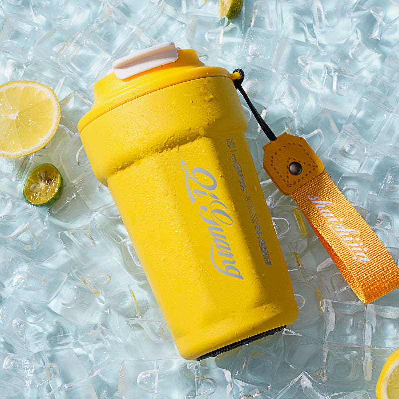 New 316 Coffee Cup Lily of the Valley Insulated Cup Student High-Value Travel Cup Car Dual Drinking Straw Water Cup